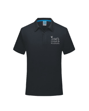 Sportief zwart Polo shirt met opdruk Yosie's Cocktails & Mocktails